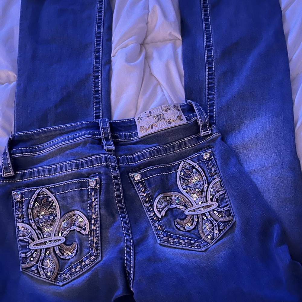 Miss Me Size 25 Mid-Rise Bootcut Embellished Jeans